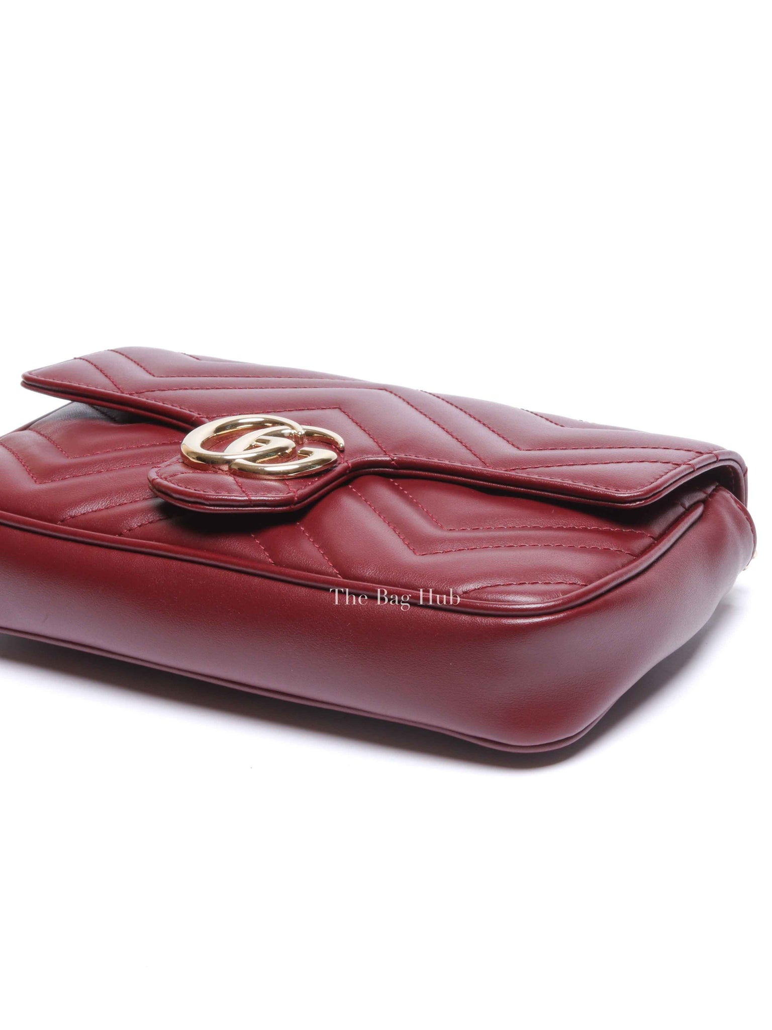 Gucci Rosso Ancora Red Leather GG Marmont Small Shoulder Bag