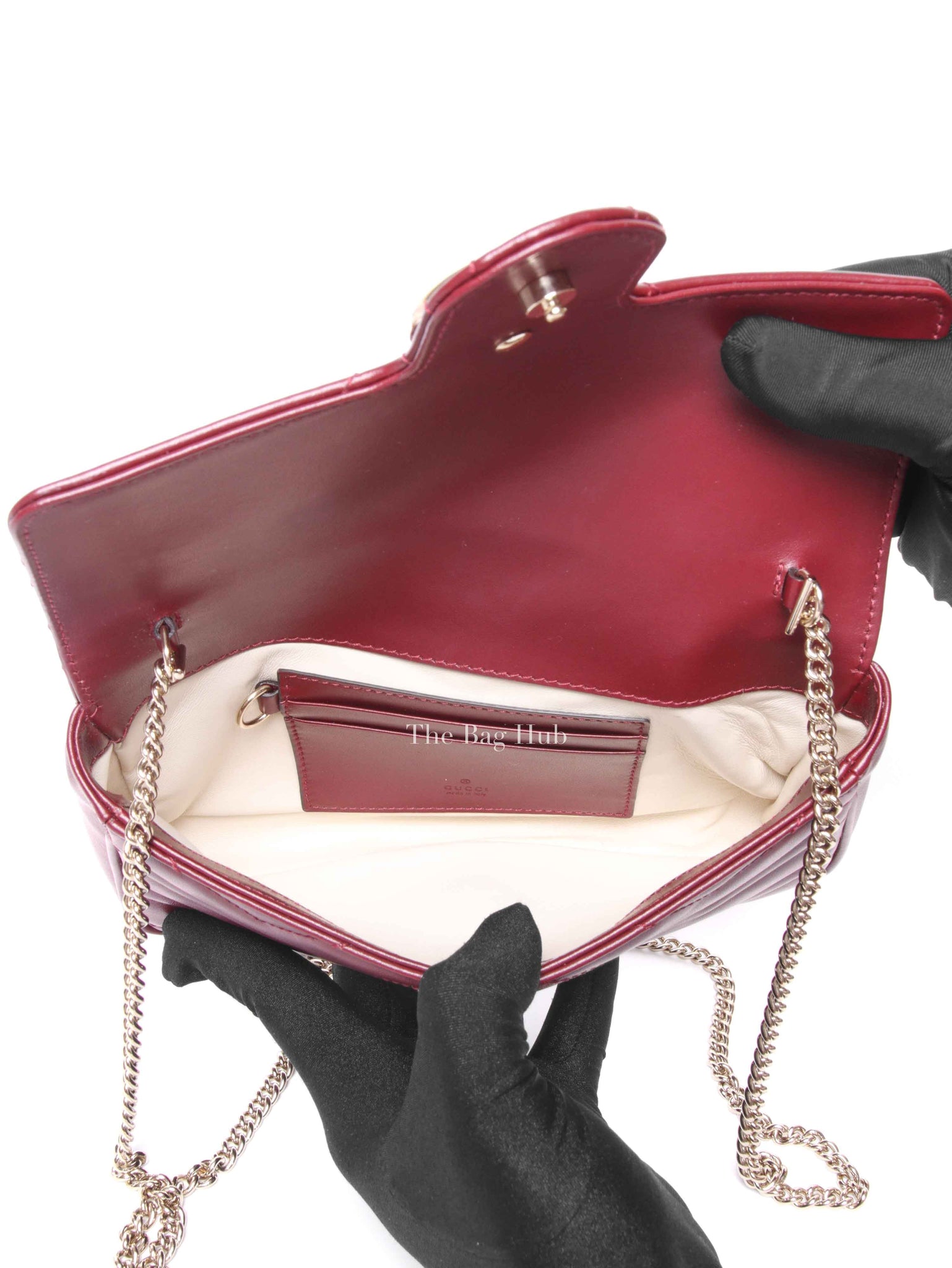 Gucci Rosso Ancora Red Leather GG Marmont Small Shoulder Bag