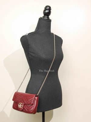 Gucci Rosso Ancora Red Leather GG Marmont Small Shoulder Bag