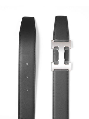 Hermes Noir/Noir Leather H Buckle Reversible Belt 32mm SHW 90cm