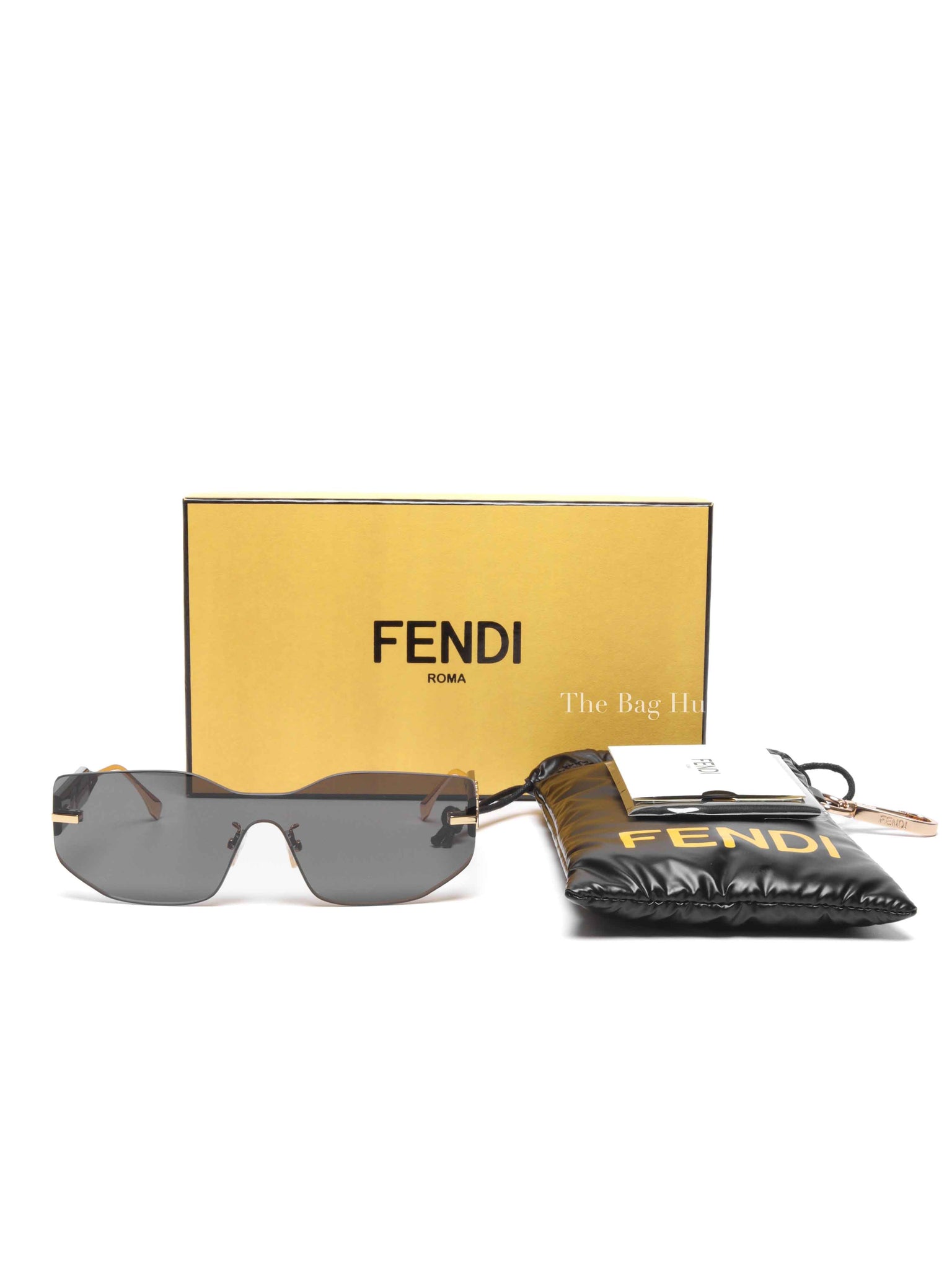 Fendi Black/Gold Plastic/Metal Fendigraphy Shield Sunglasses