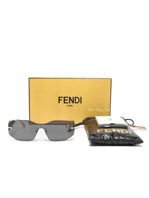 Fendi Black/Gold Plastic/Metal Fendigraphy Shield Sunglasses