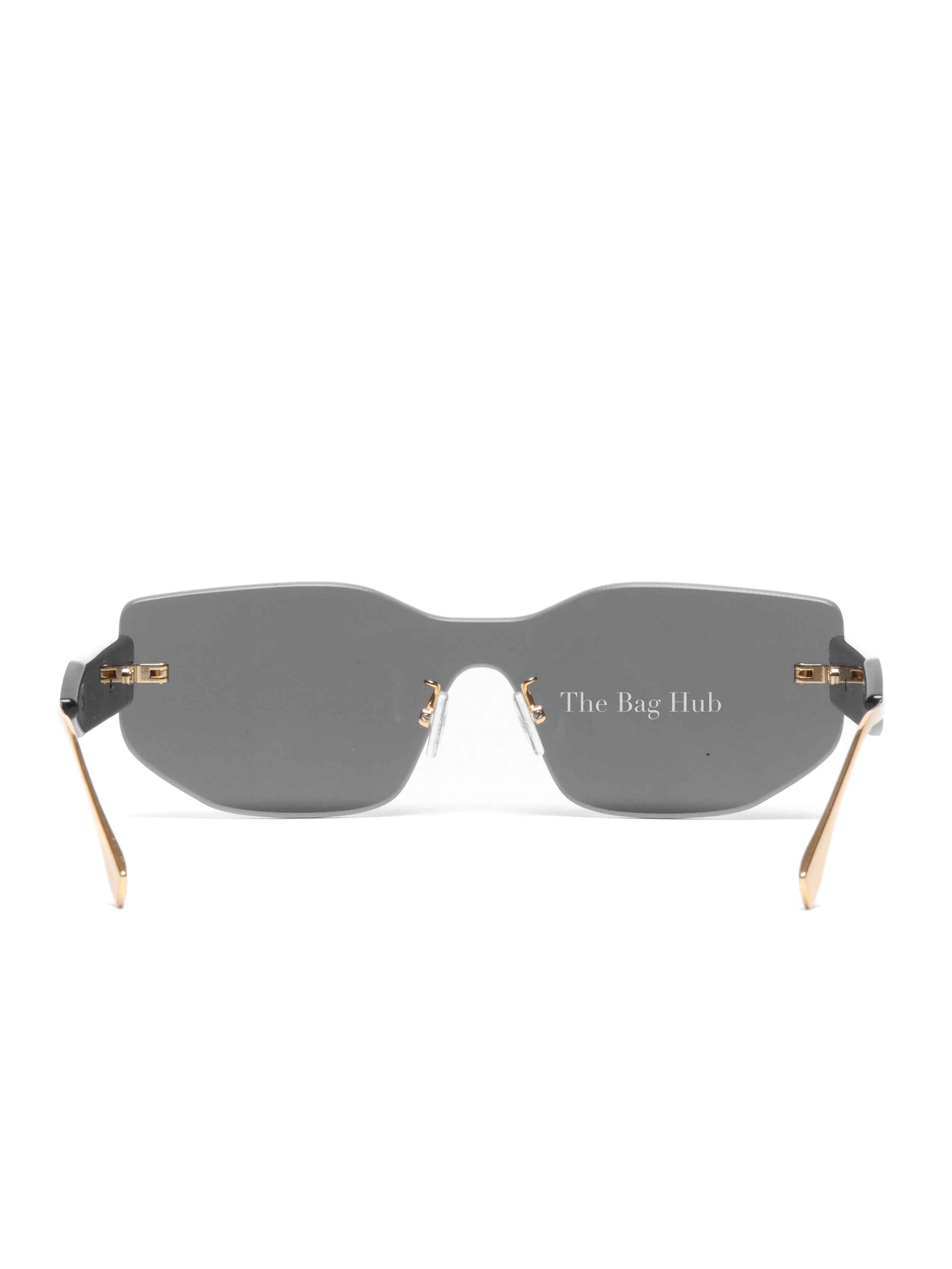 Fendi Black/Gold Plastic/Metal Fendigraphy Shield Sunglasses