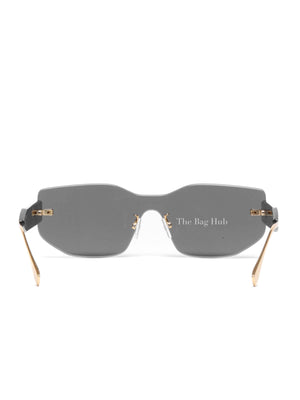 Fendi Black/Gold Plastic/Metal Fendigraphy Shield Sunglasses