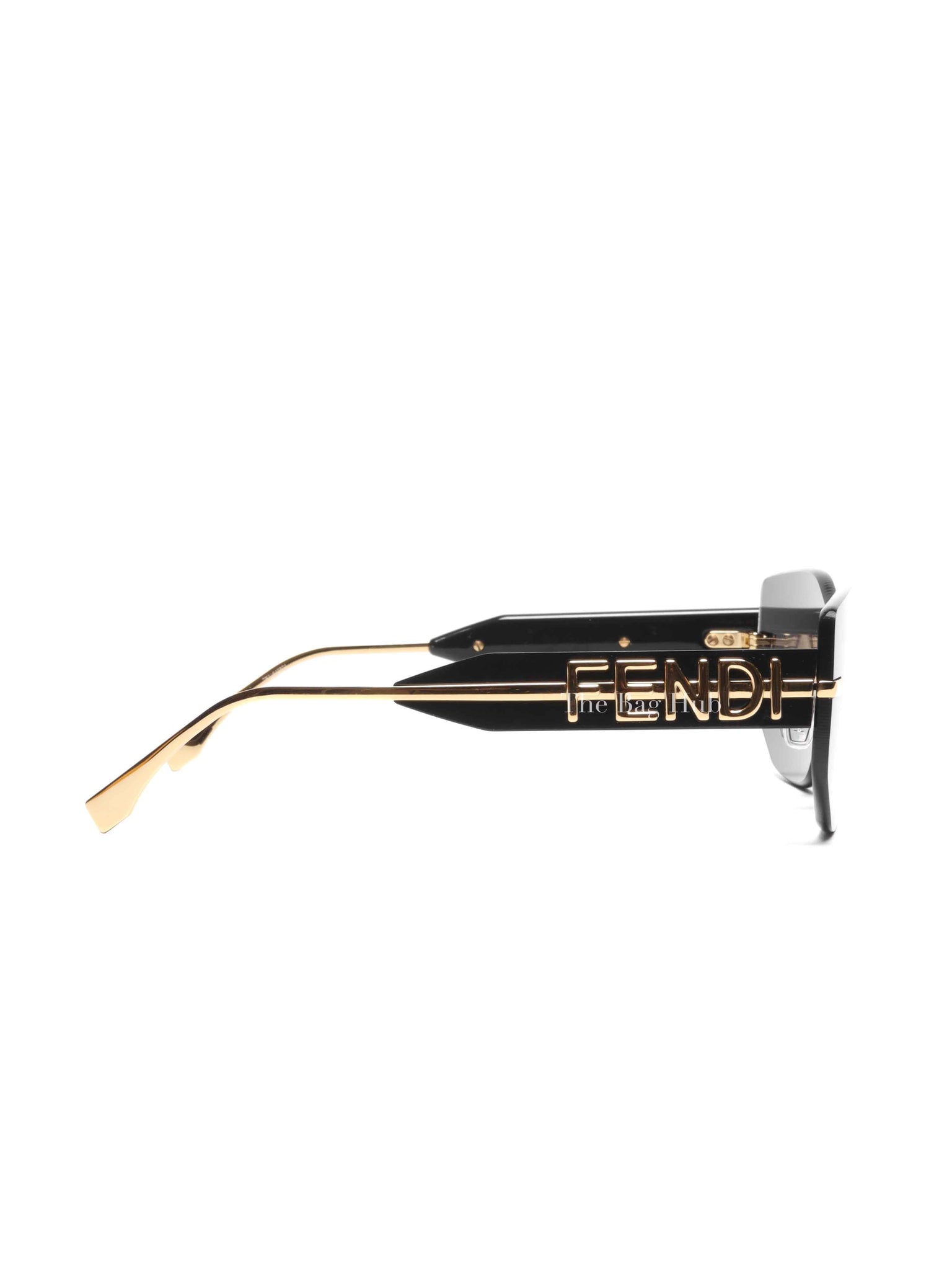 Fendi Black/Gold Plastic/Metal Fendigraphy Shield Sunglasses