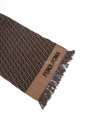 Fendi Brown Wool Monogram Poncho Scarf
