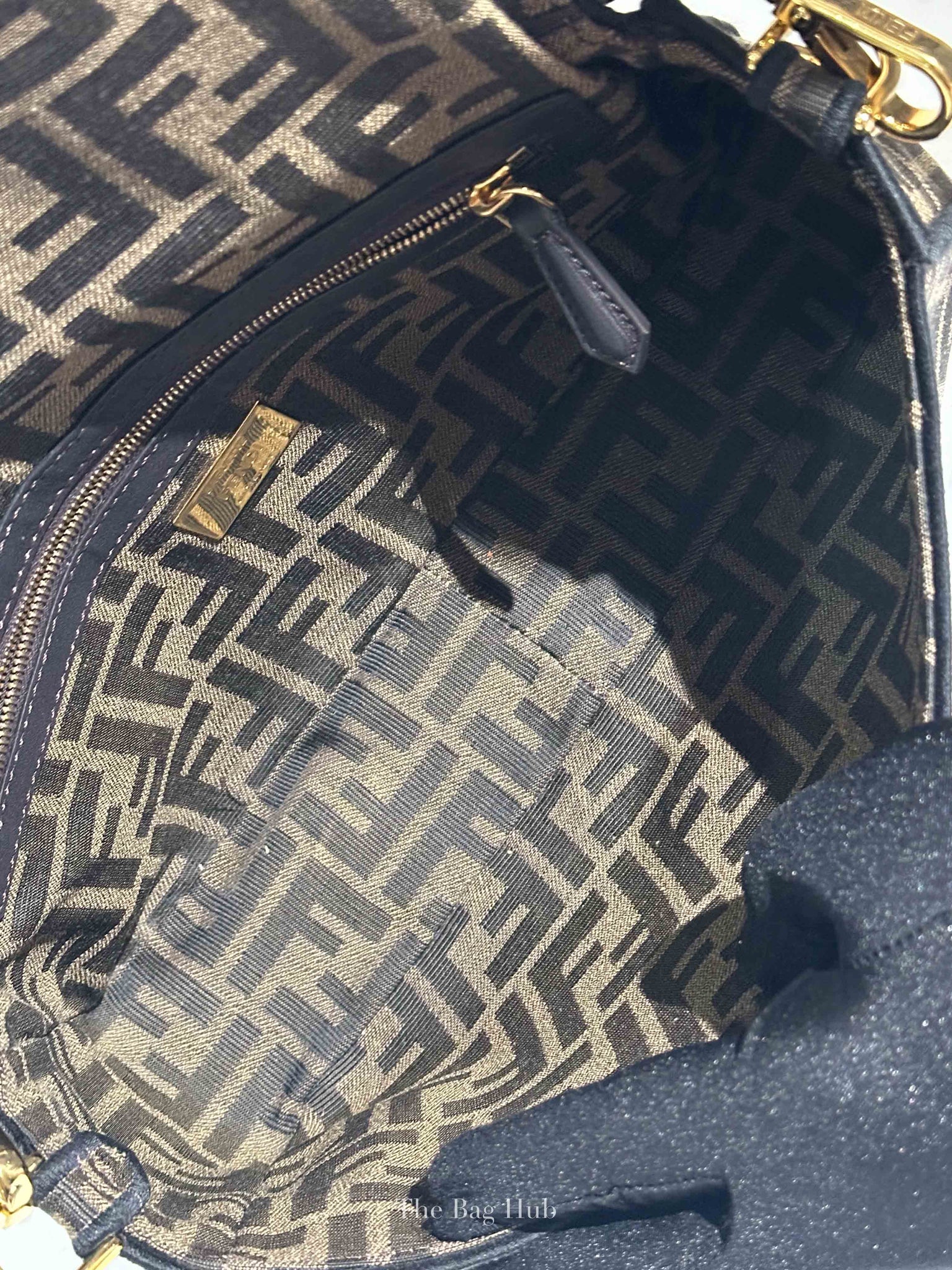 Fendi Brown Fabric Jacquard FF 1974 Medium Baguette Bag