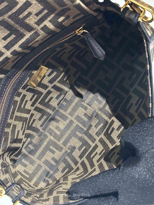 Fendi Brown Fabric Jacquard FF 1974 Medium Baguette Bag