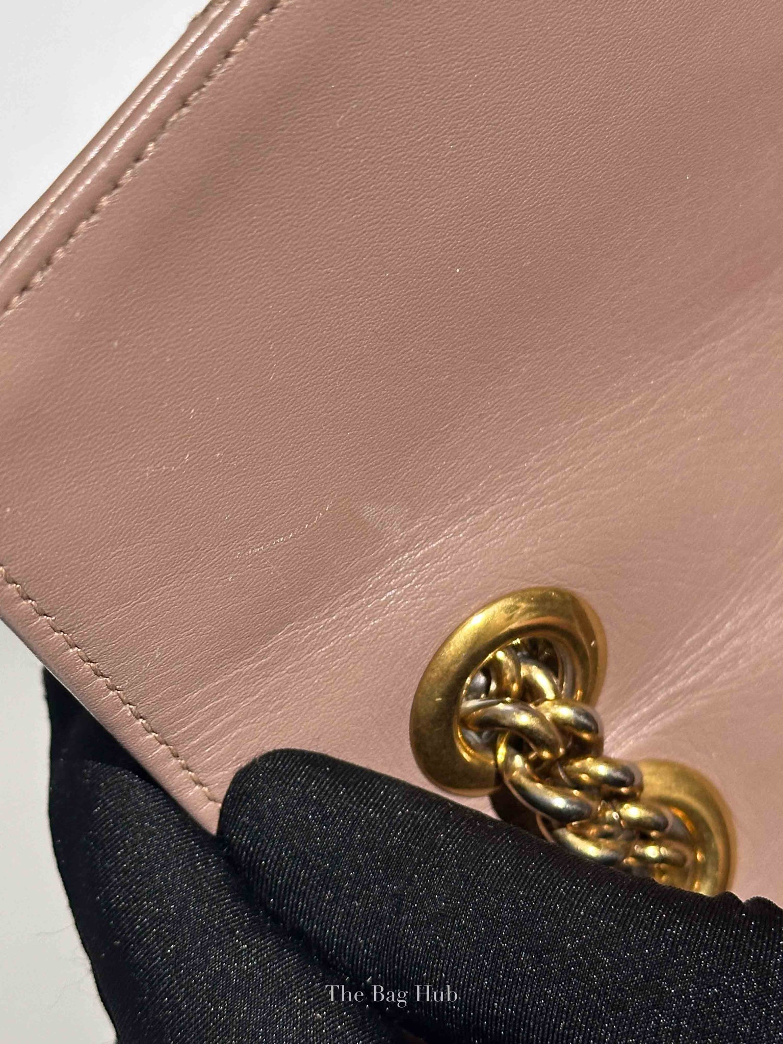 Gucci Taupe Leather GG Marmont Medium Shoulder Bag