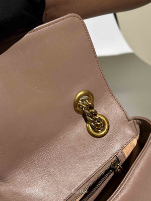 Gucci Taupe Leather GG Marmont Medium Shoulder Bag