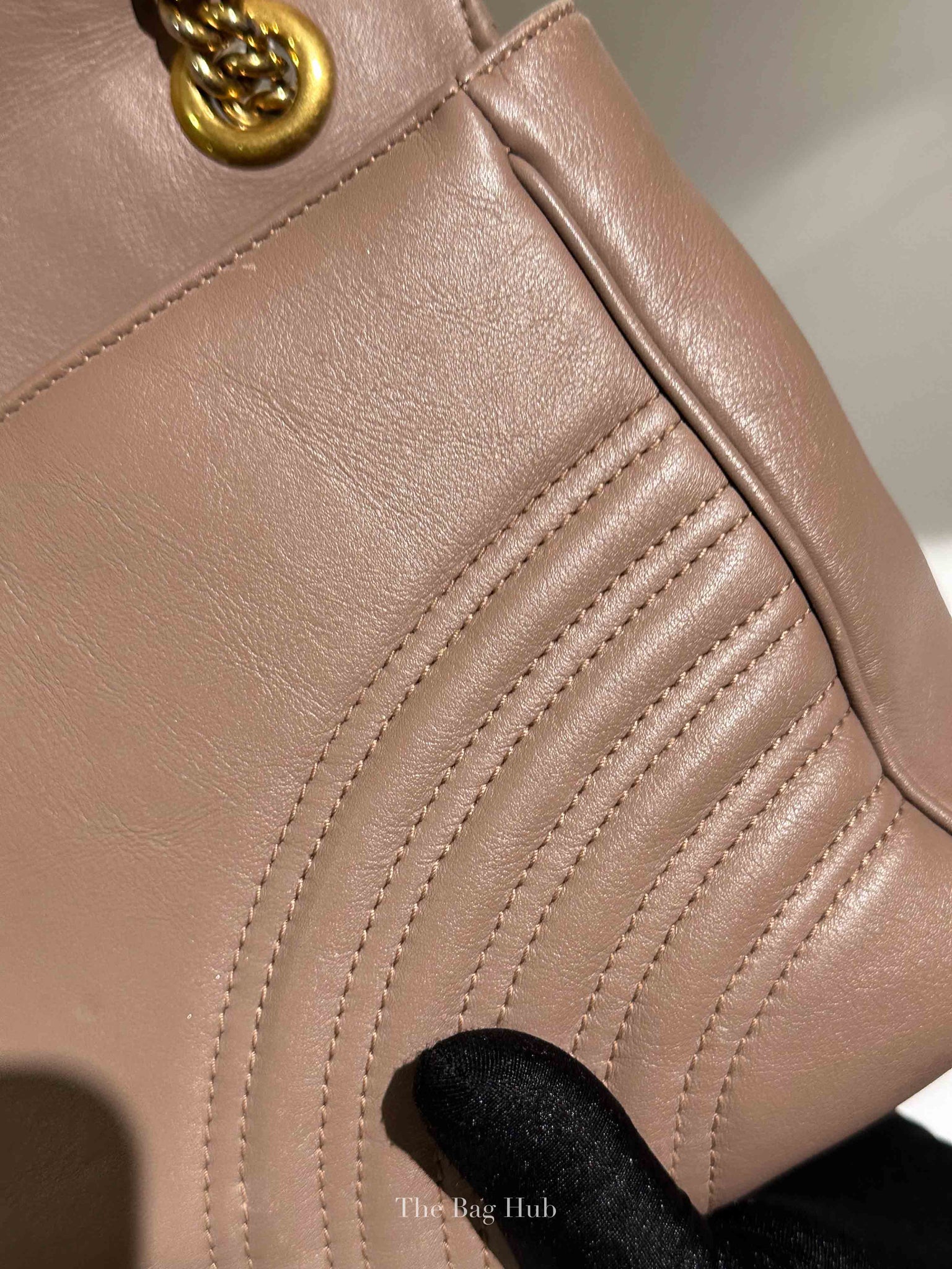 Gucci Taupe Leather GG Marmont Medium Shoulder Bag