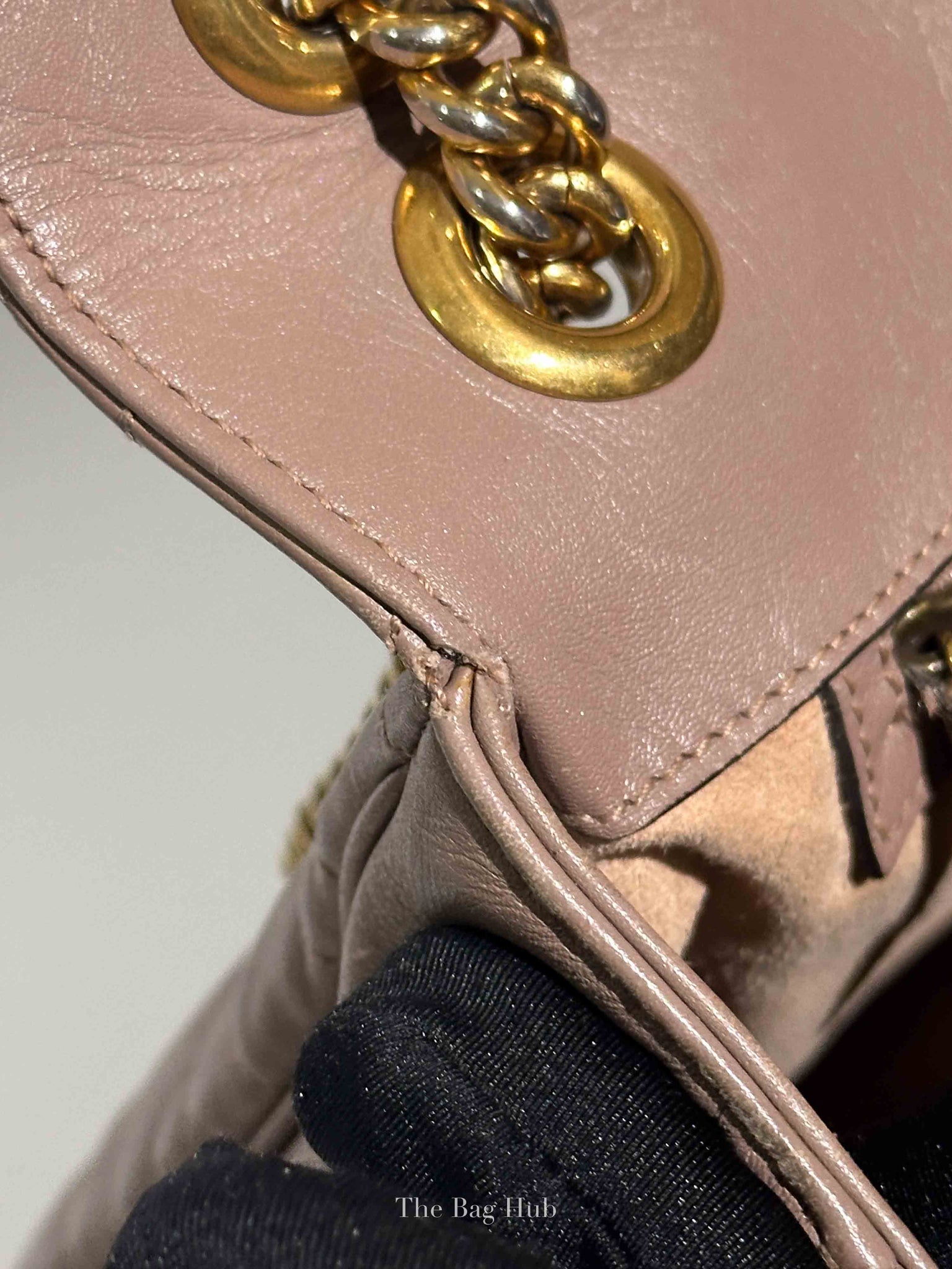 Gucci Taupe Leather GG Marmont Medium Shoulder Bag