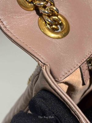 Gucci Taupe Leather GG Marmont Medium Shoulder Bag