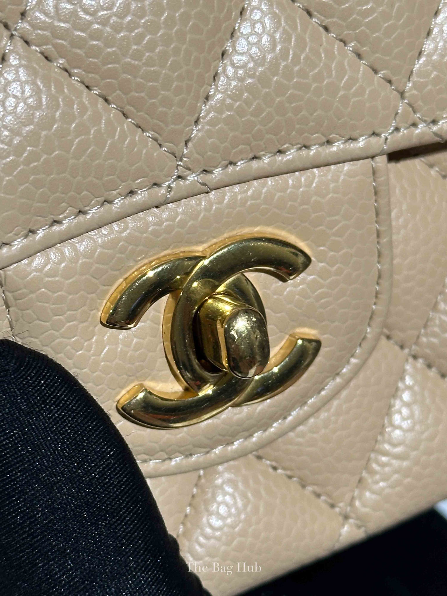 Chanel Beige Caviar Quilted Medium Double Flap Bag GHW