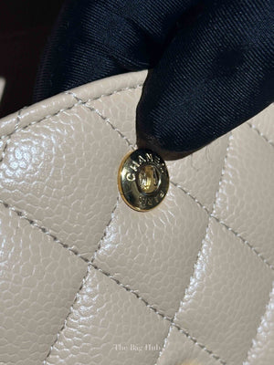 Chanel Beige Caviar Quilted Medium Double Flap Bag GHW