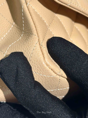 Chanel Beige Caviar Quilted Medium Double Flap Bag GHW