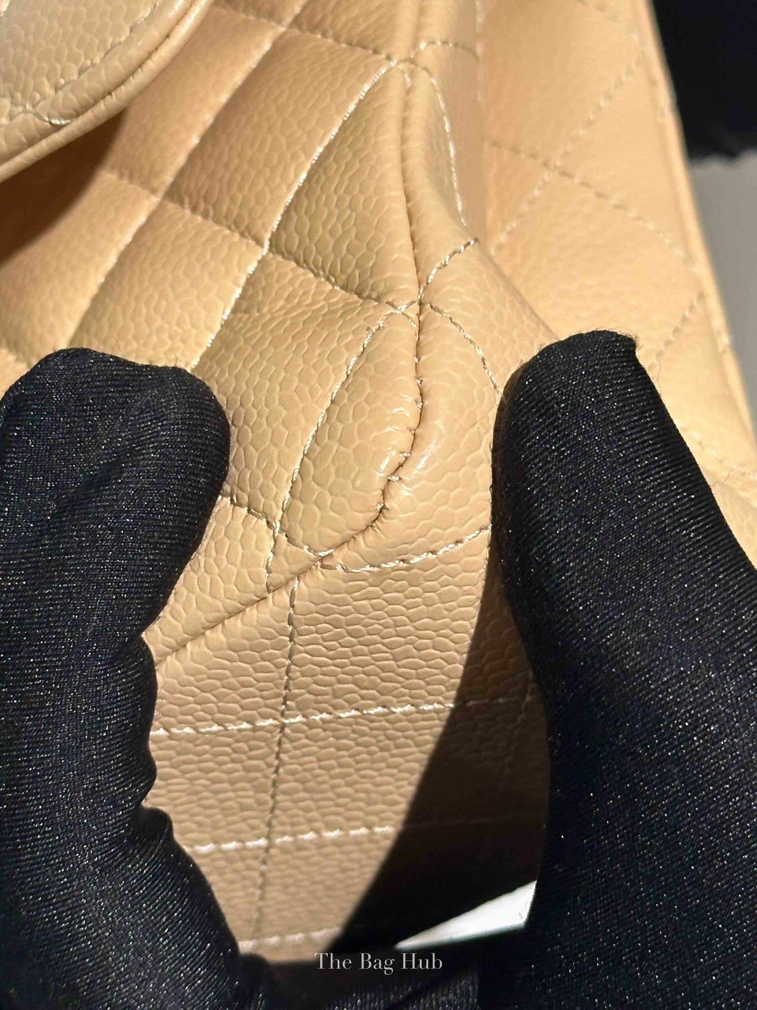 Chanel Beige Caviar Quilted Medium Double Flap Bag GHW