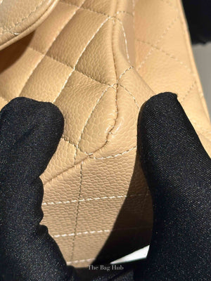 Chanel Beige Caviar Quilted Medium Double Flap Bag GHW
