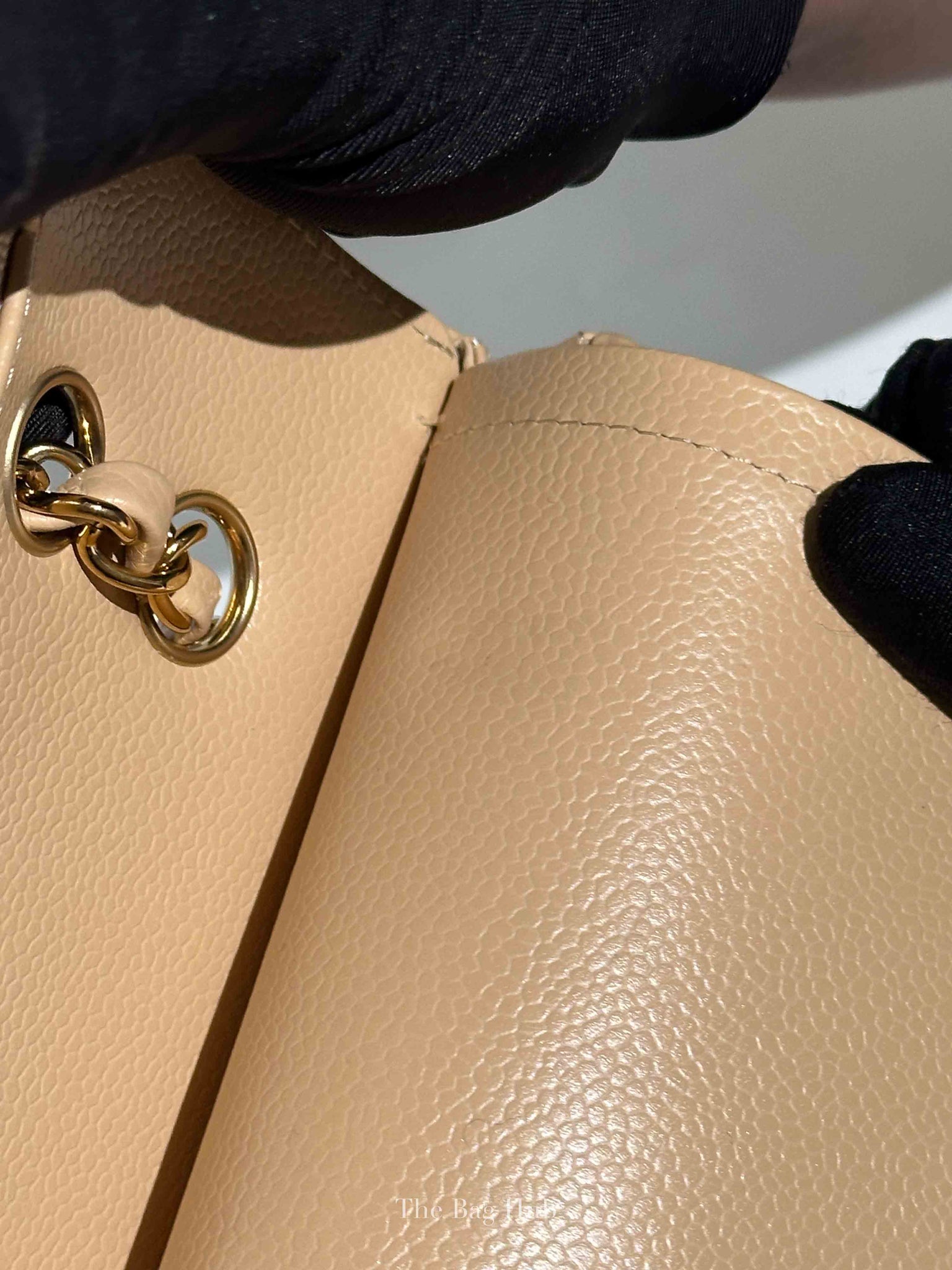 Chanel Beige Caviar Quilted Medium Double Flap Bag GHW