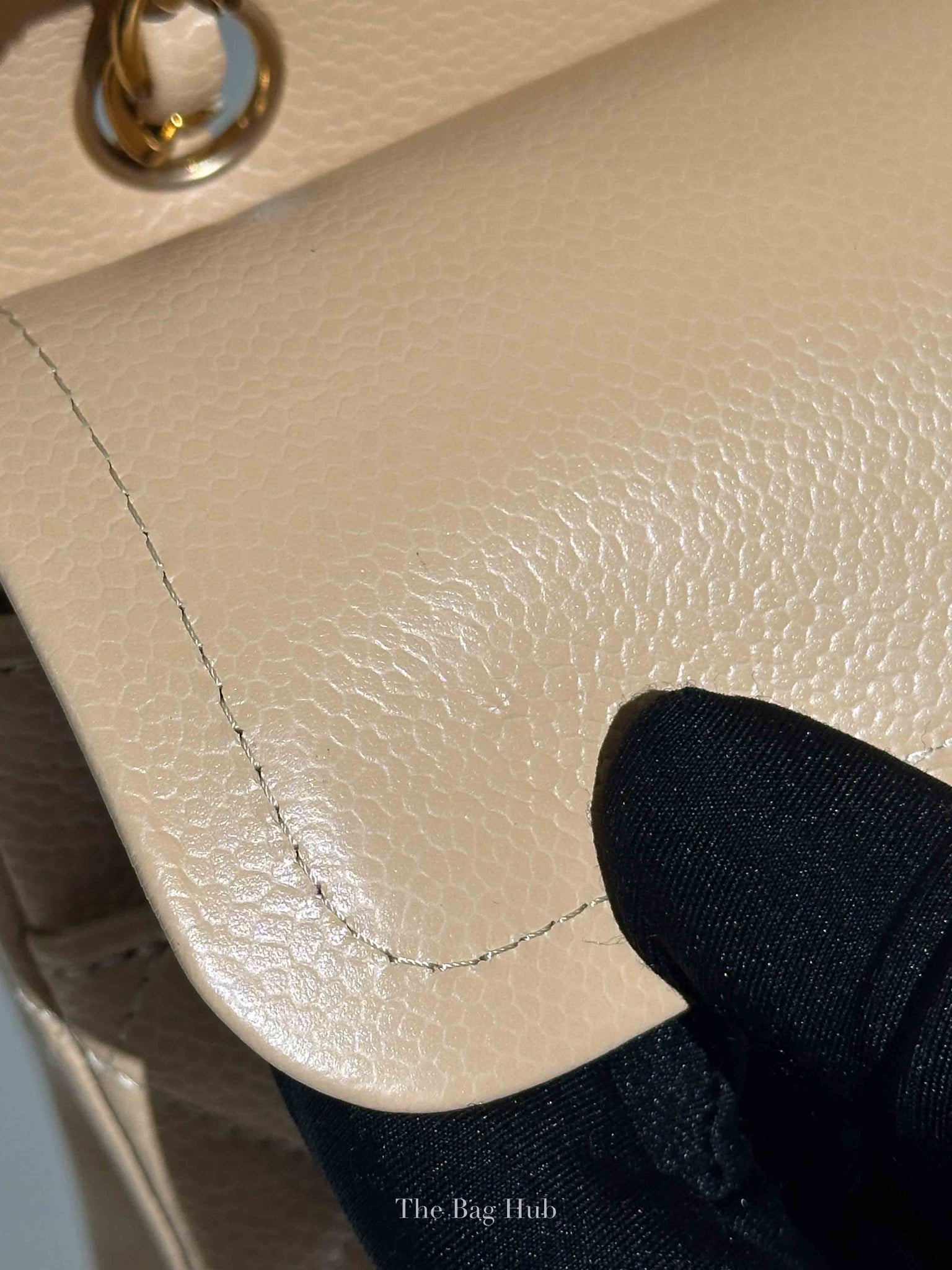 Chanel Beige Caviar Quilted Medium Double Flap Bag GHW