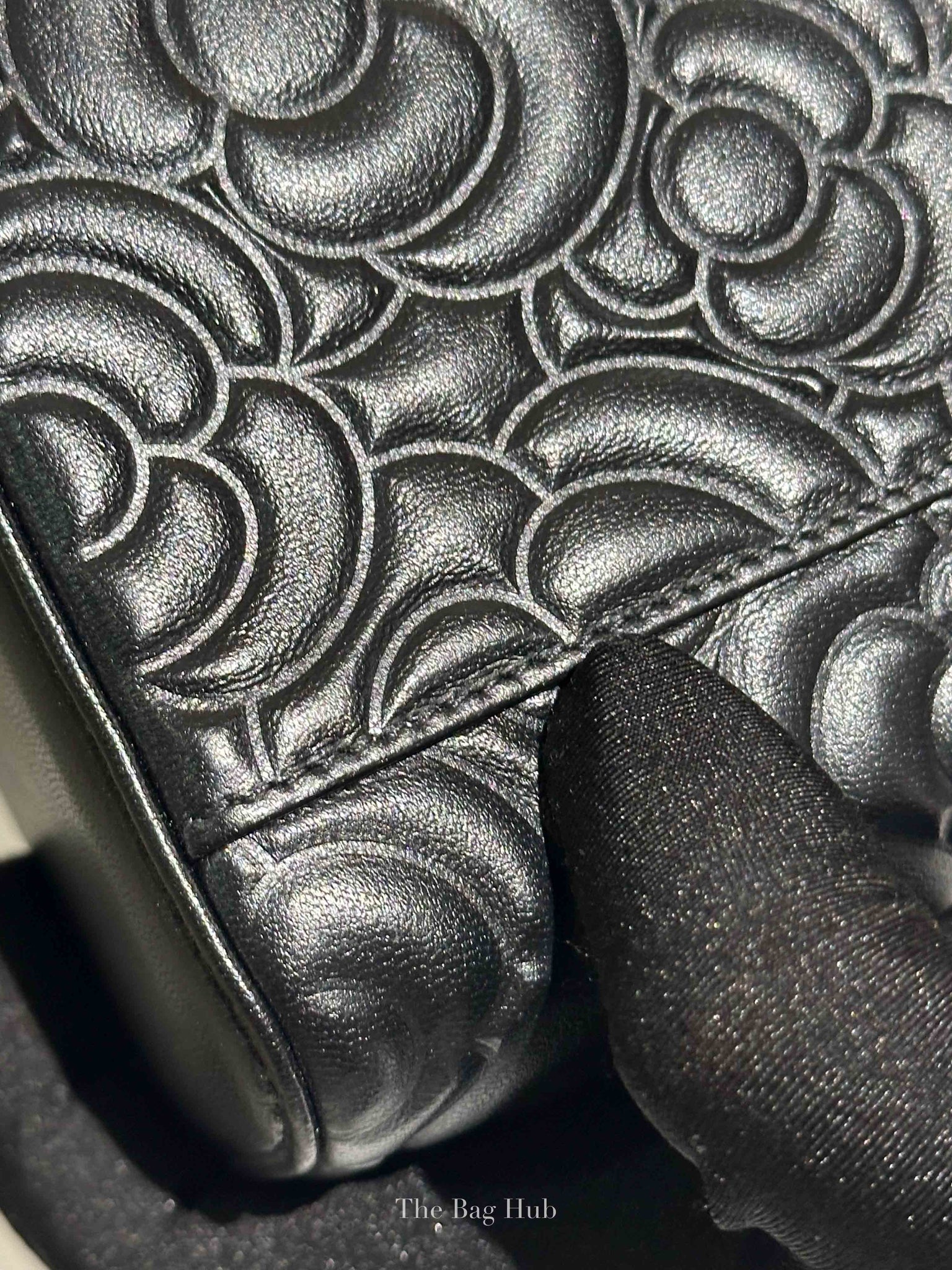 Chanel Black Lambskin Camelia Embossed Small Vanity Bag