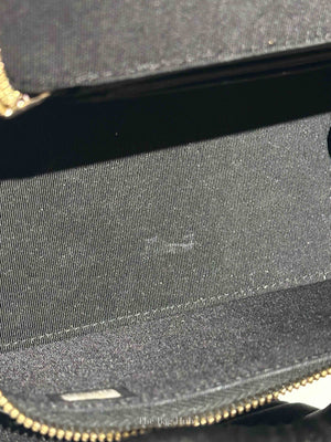 Chanel Black Lambskin Camelia Embossed Small Vanity Bag