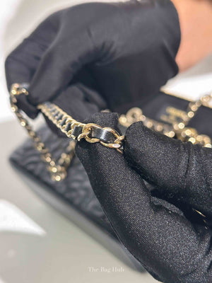 Chanel Black Lambskin Camelia Embossed Small Vanity Bag