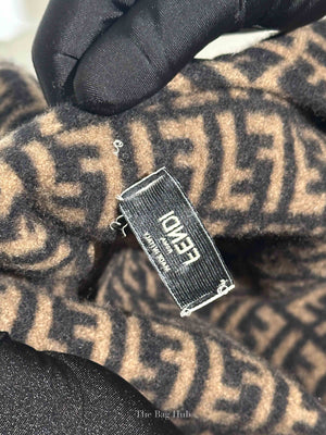 Fendi Brown Wool Monogram Poncho Scarf