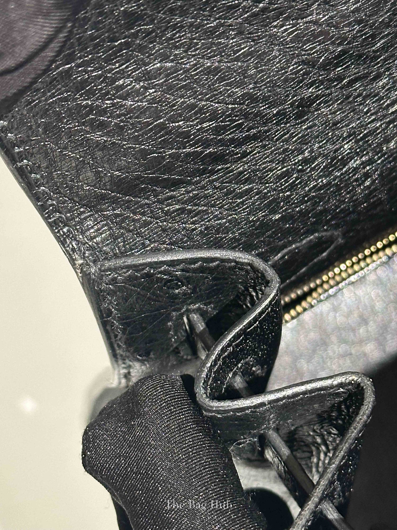 Hermes Black Ostrich Kelly Sellier 28 Bag GHW (No Strap)