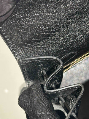 Hermes Black Ostrich Kelly Sellier 28 Bag GHW (No Strap)