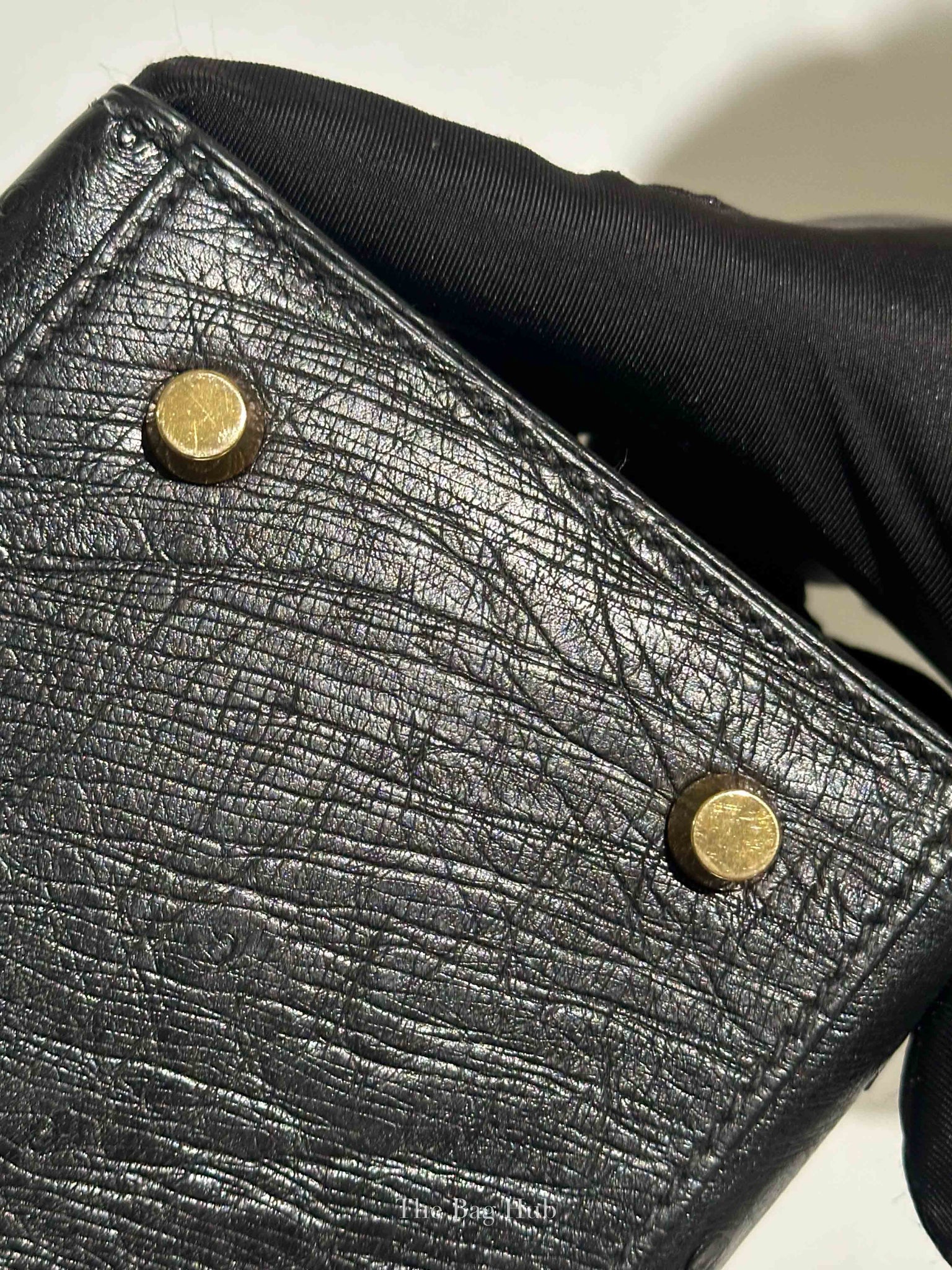 Hermes Black Ostrich Kelly Sellier 28 Bag GHW (No Strap)