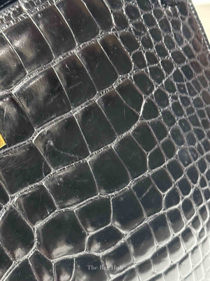 Hermes Black Shiny Alligator Kelly 35 Bag GHW