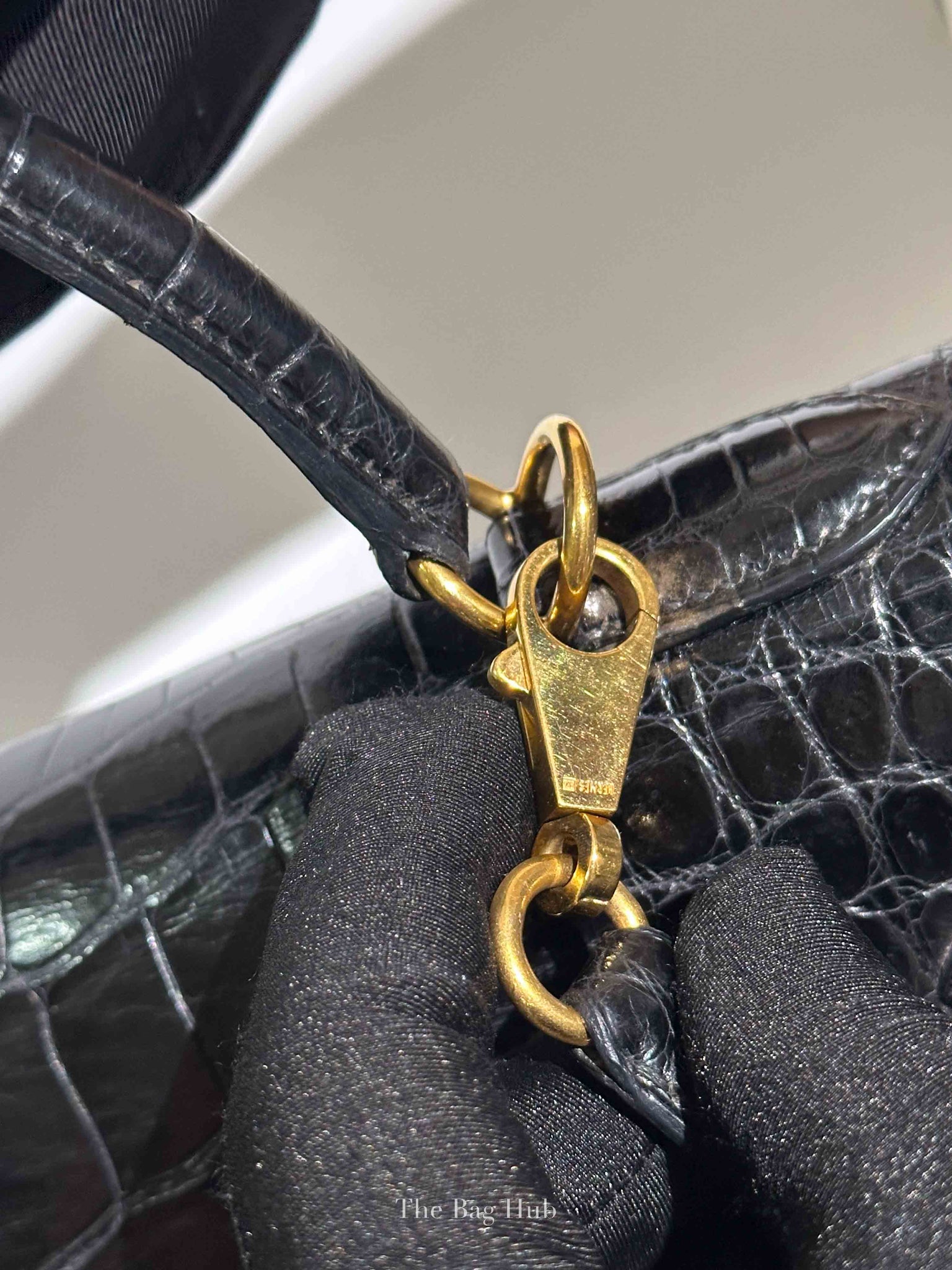 Hermes Black Shiny Alligator Kelly 35 Bag GHW