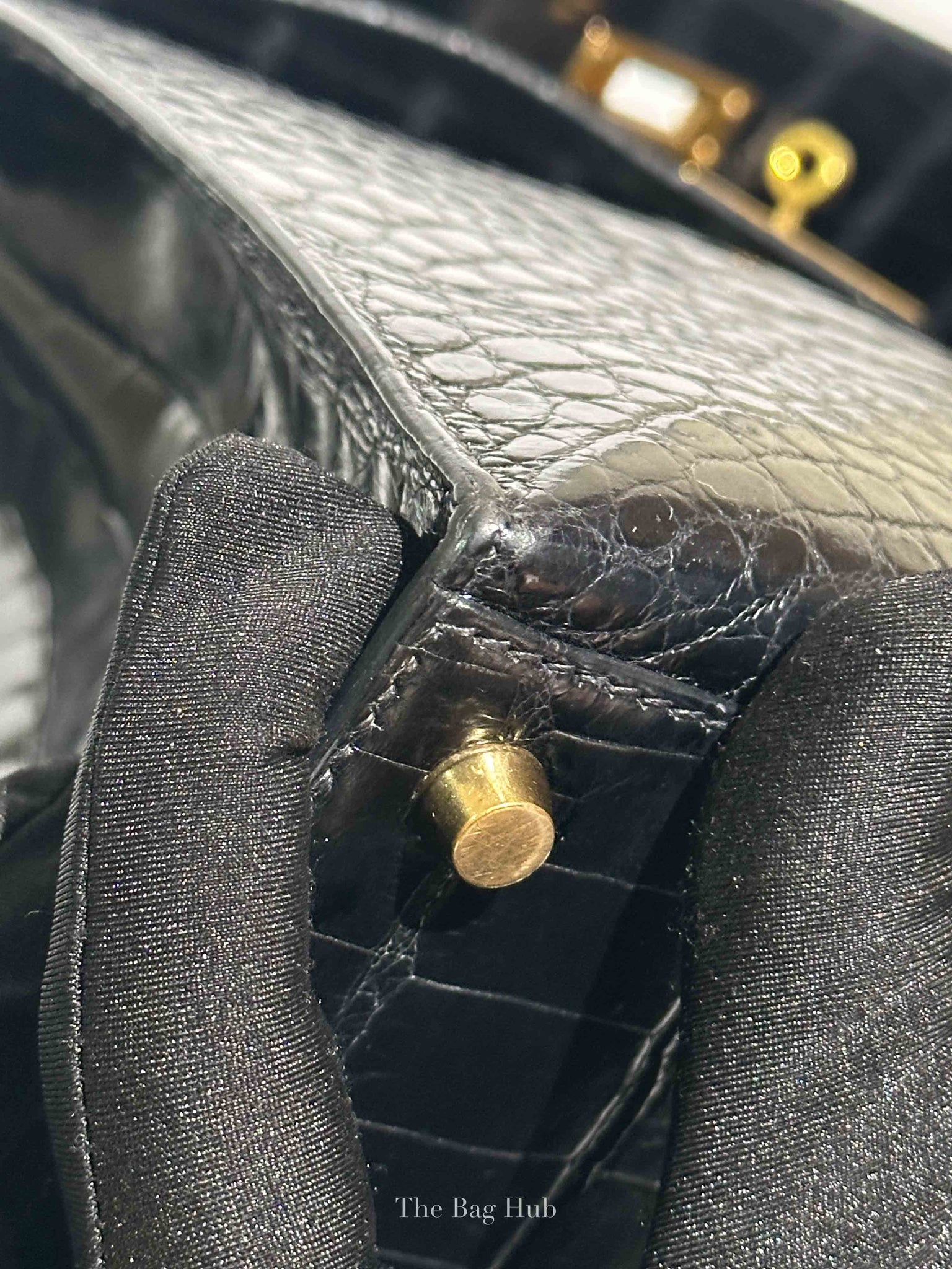 Hermes Black Shiny Alligator Kelly 35 Bag GHW