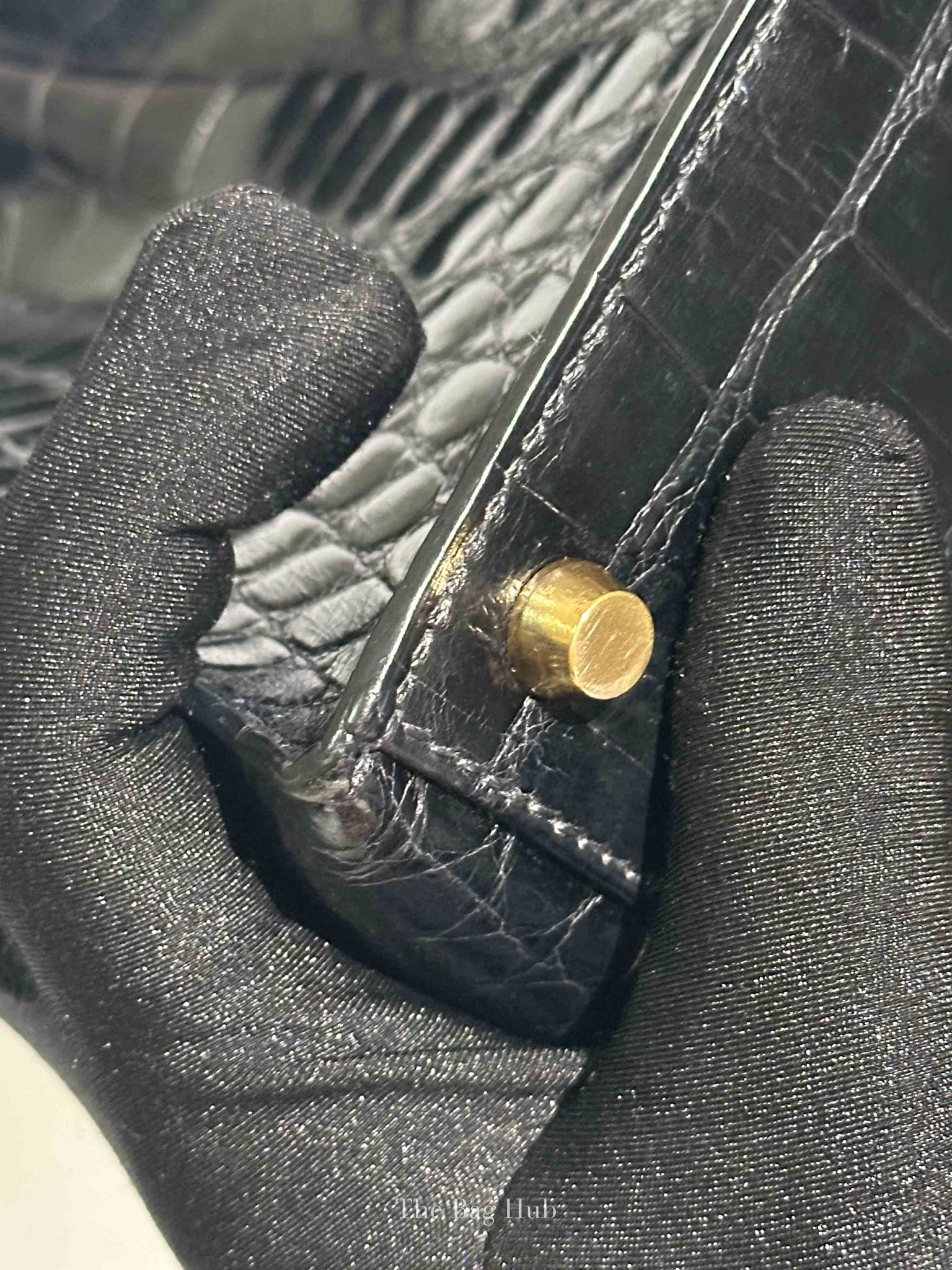 Hermes Black Shiny Alligator Kelly 35 Bag GHW