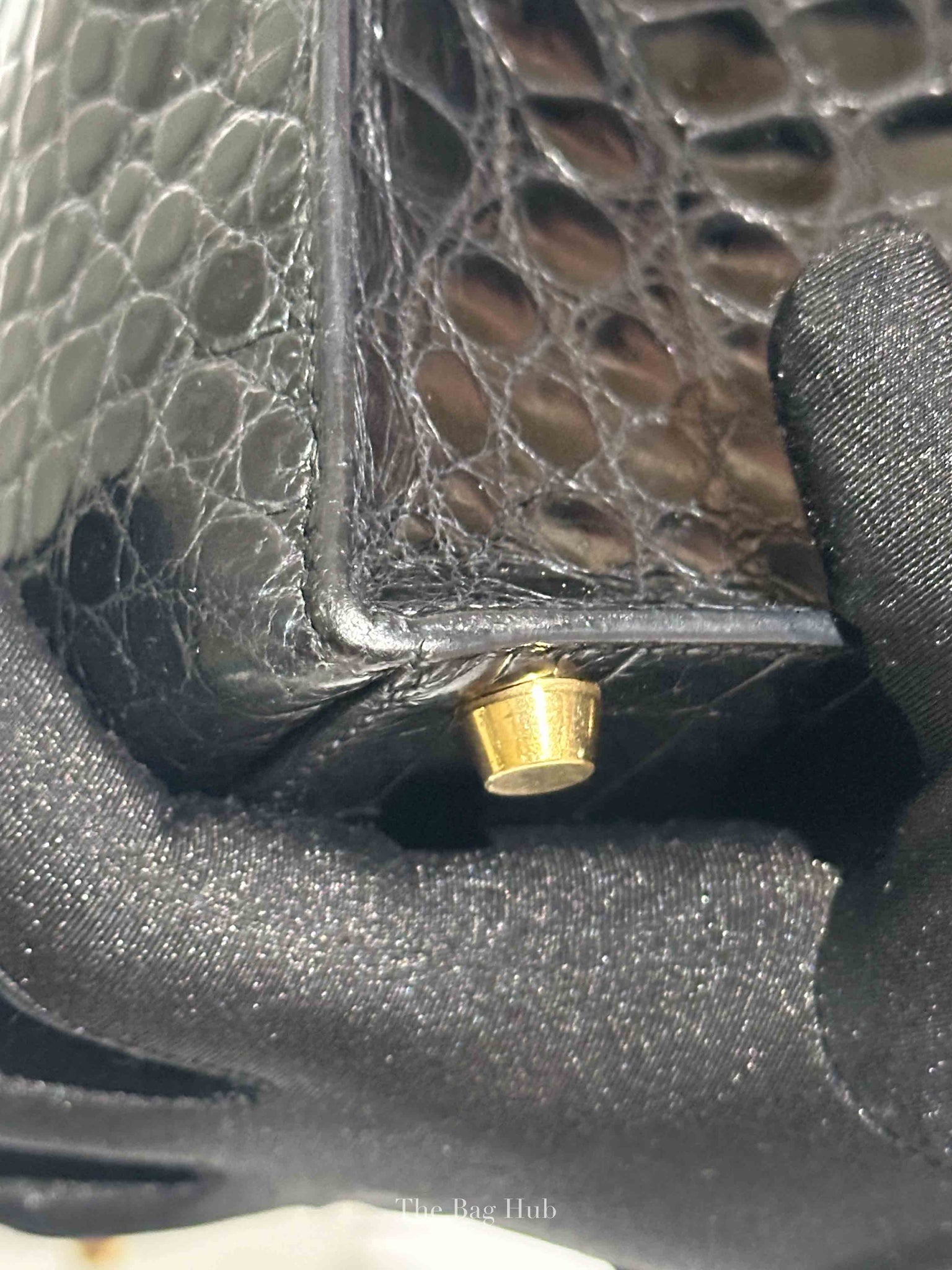 Hermes Black Shiny Alligator Kelly 35 Bag GHW