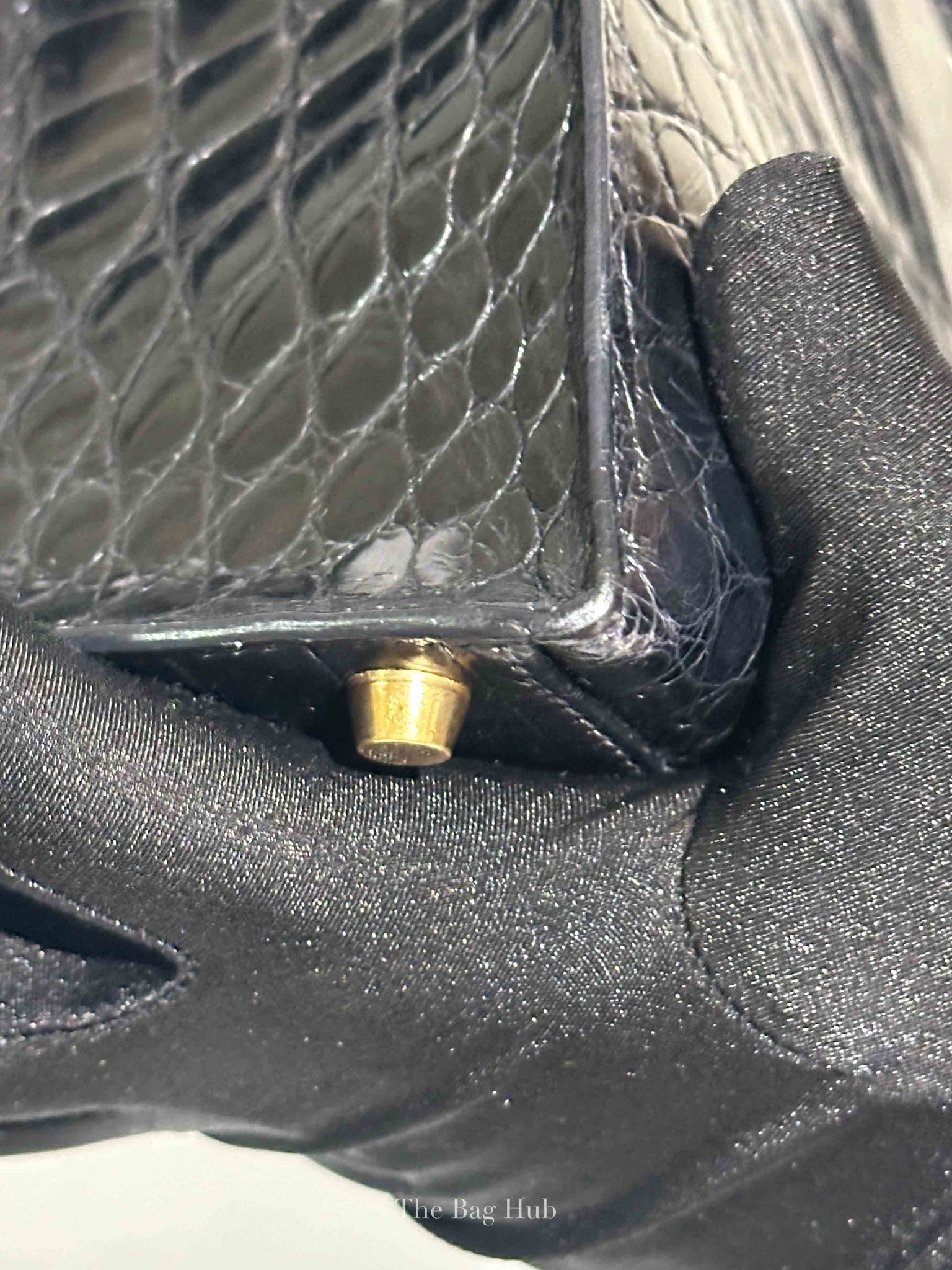 Hermes Black Shiny Alligator Kelly 35 Bag GHW
