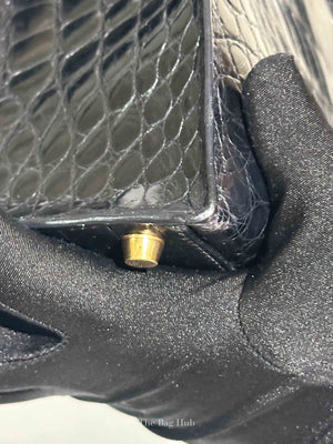 Hermes Black Shiny Alligator Kelly 35 Bag GHW