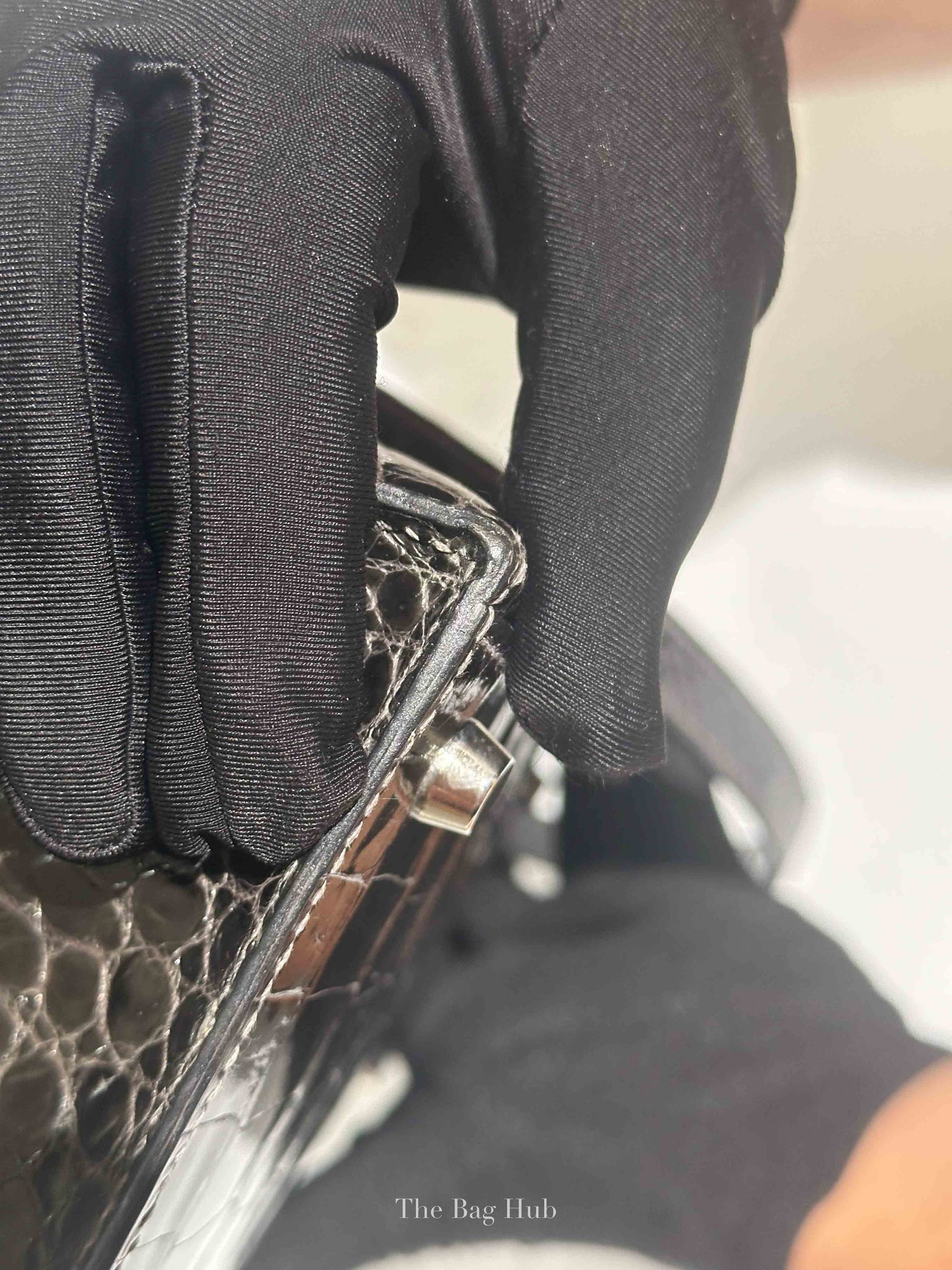 Hermes Black Shiny Porosus Crocodile Kelly 28 Bag PHW
