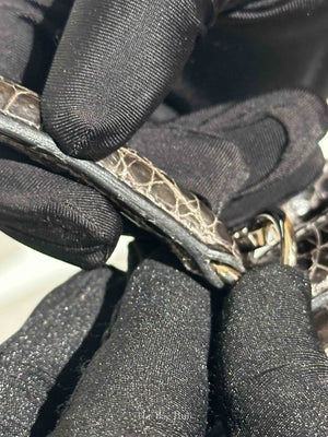 Hermes Black Shiny Porosus Crocodile Kelly 28 Bag PHW