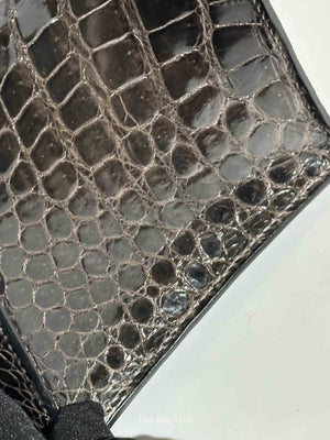 Hermes Black Shiny Porosus Crocodile Kelly 28 Bag PHW