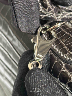 Hermes Black Shiny Porosus Crocodile Kelly 28 Bag PHW