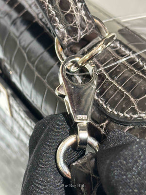 Hermes Black Shiny Porosus Crocodile Kelly 28 Bag PHW