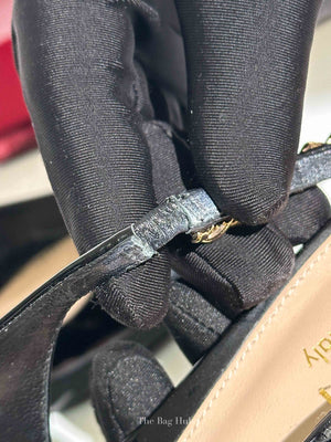 Gucci Black Patent Leather Signoria Chain Slingback Pumps Size 36.5