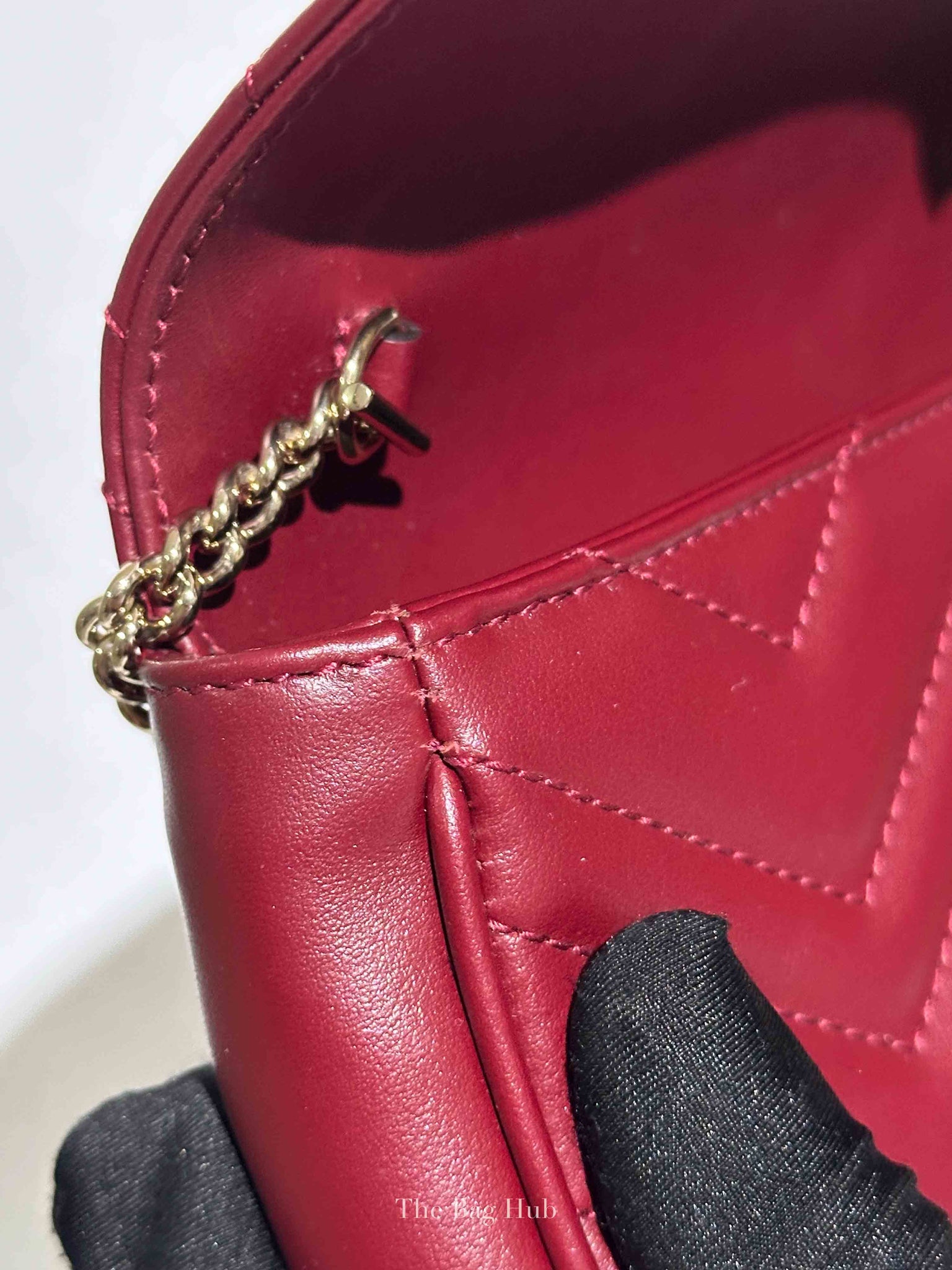 Gucci Rosso Ancora Red Leather GG Marmont Small Shoulder Bag