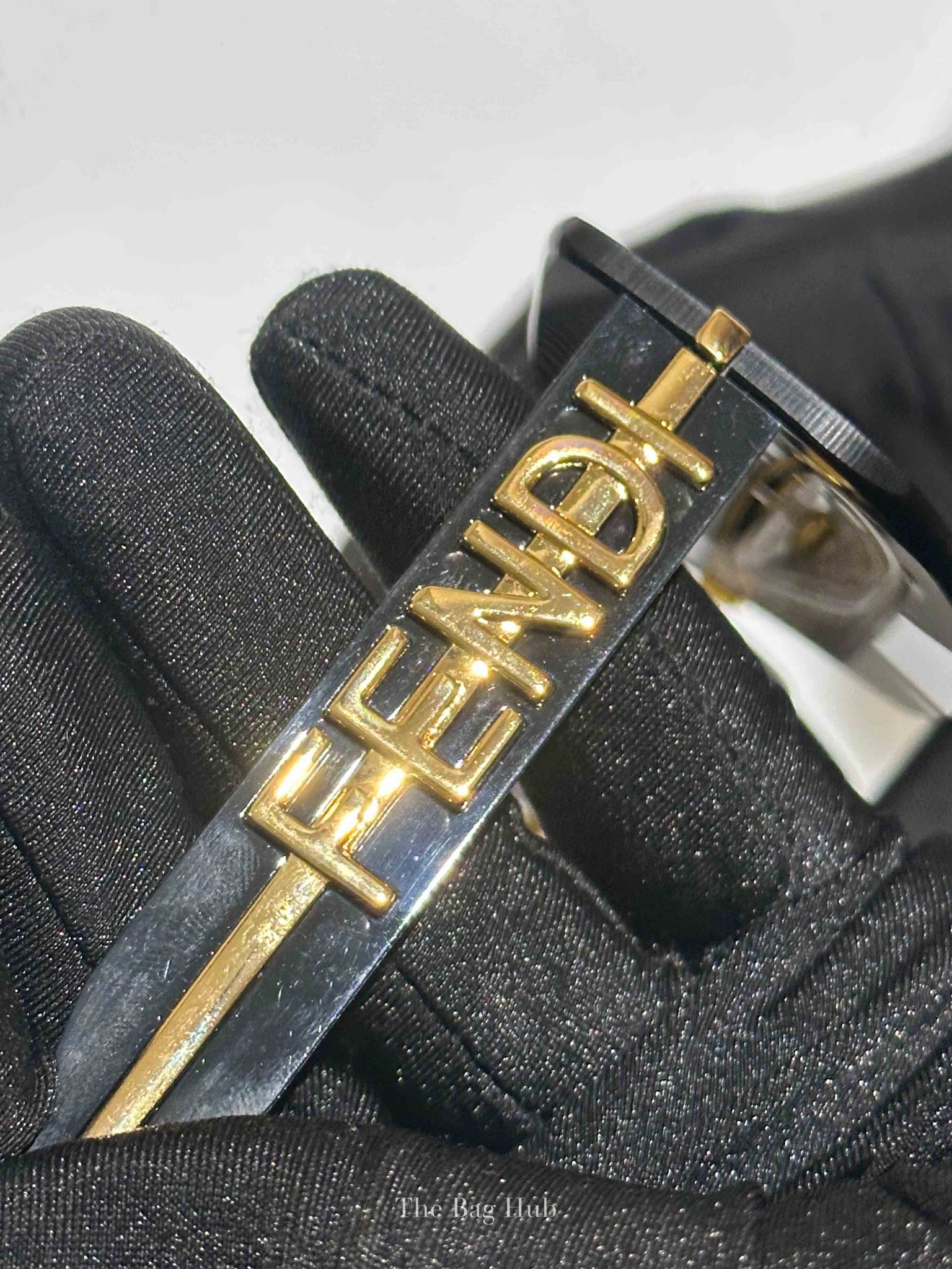 Fendi Black/Gold Plastic/Metal Fendigraphy Shield Sunglasses
