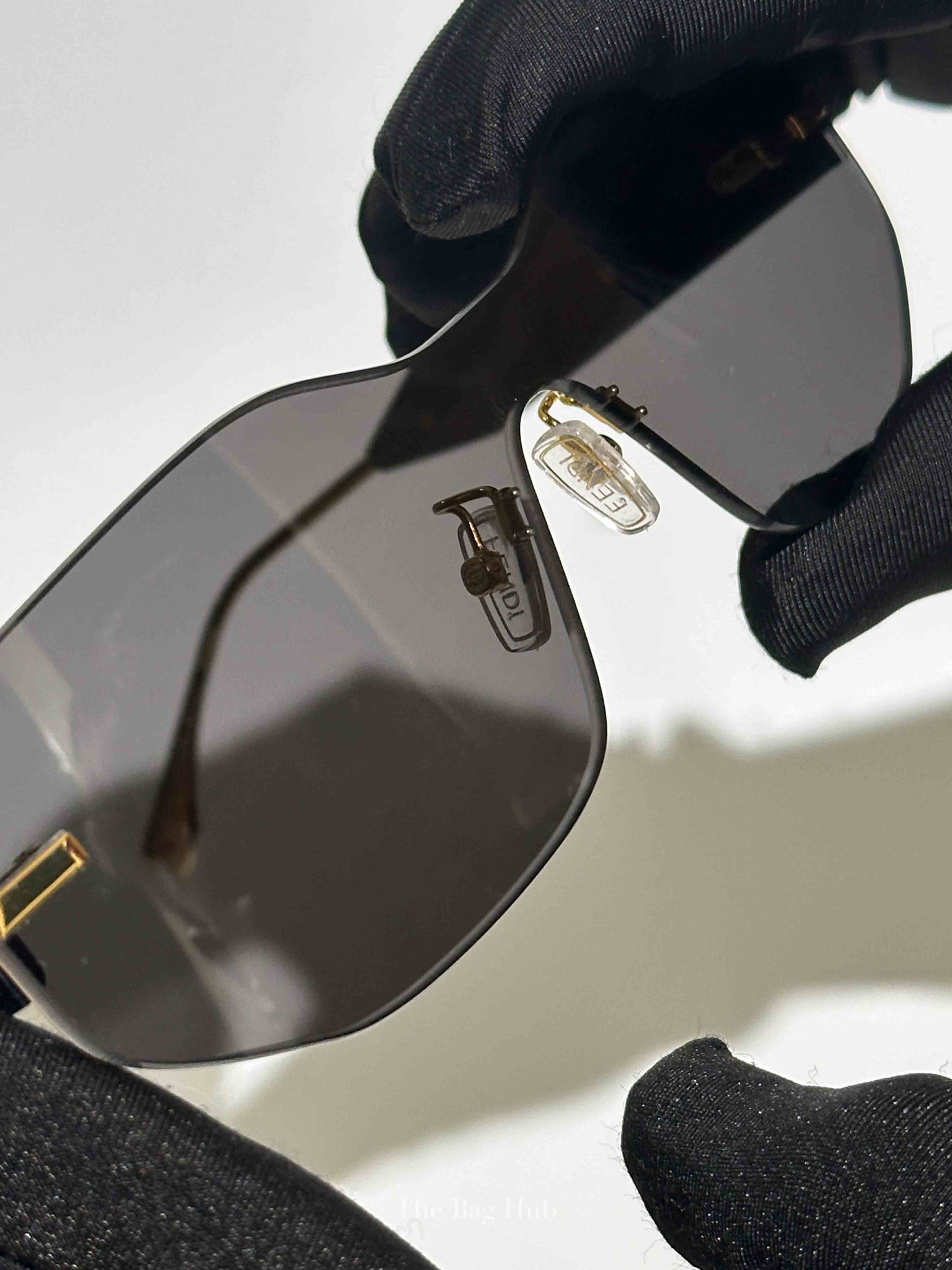 Fendi Black/Gold Plastic/Metal Fendigraphy Shield Sunglasses