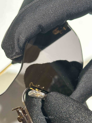 Fendi Black/Gold Plastic/Metal Fendigraphy Shield Sunglasses