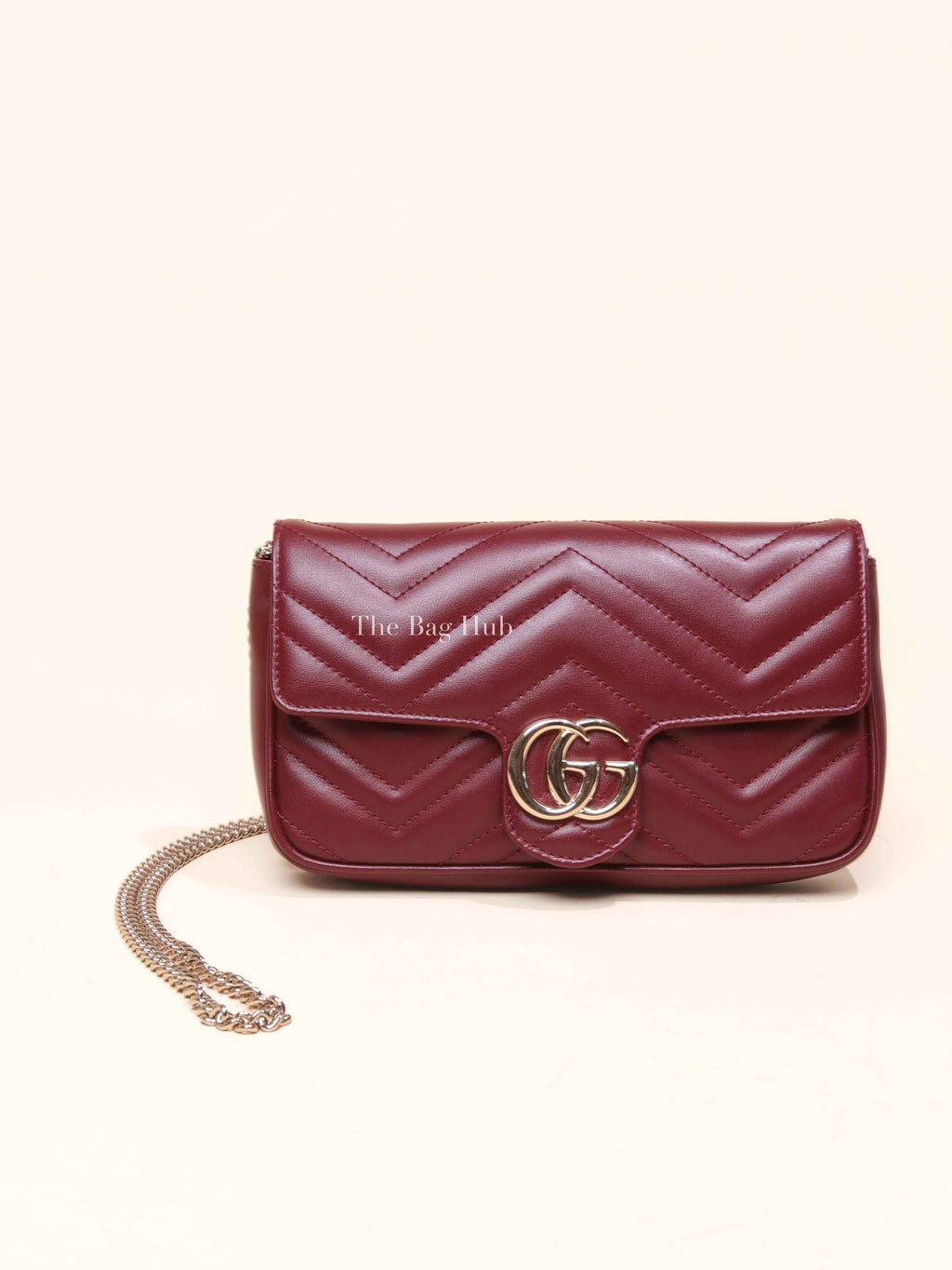 Gucci Rosso Ancora Red Leather GG Marmont Small Shoulder Bag