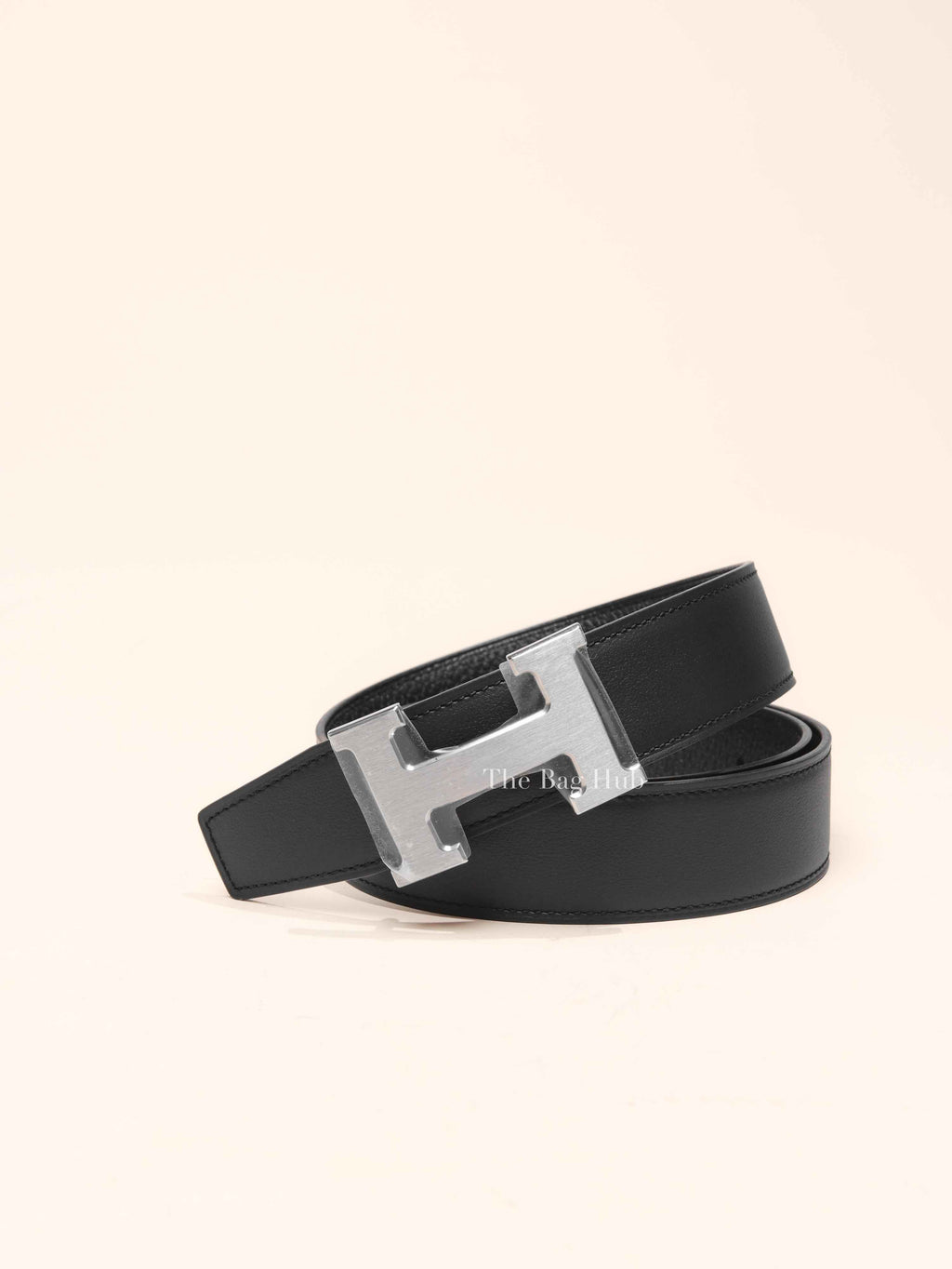 Hermes Noir/Noir Leather H Buckle Reversible Belt 32mm SHW 90cm